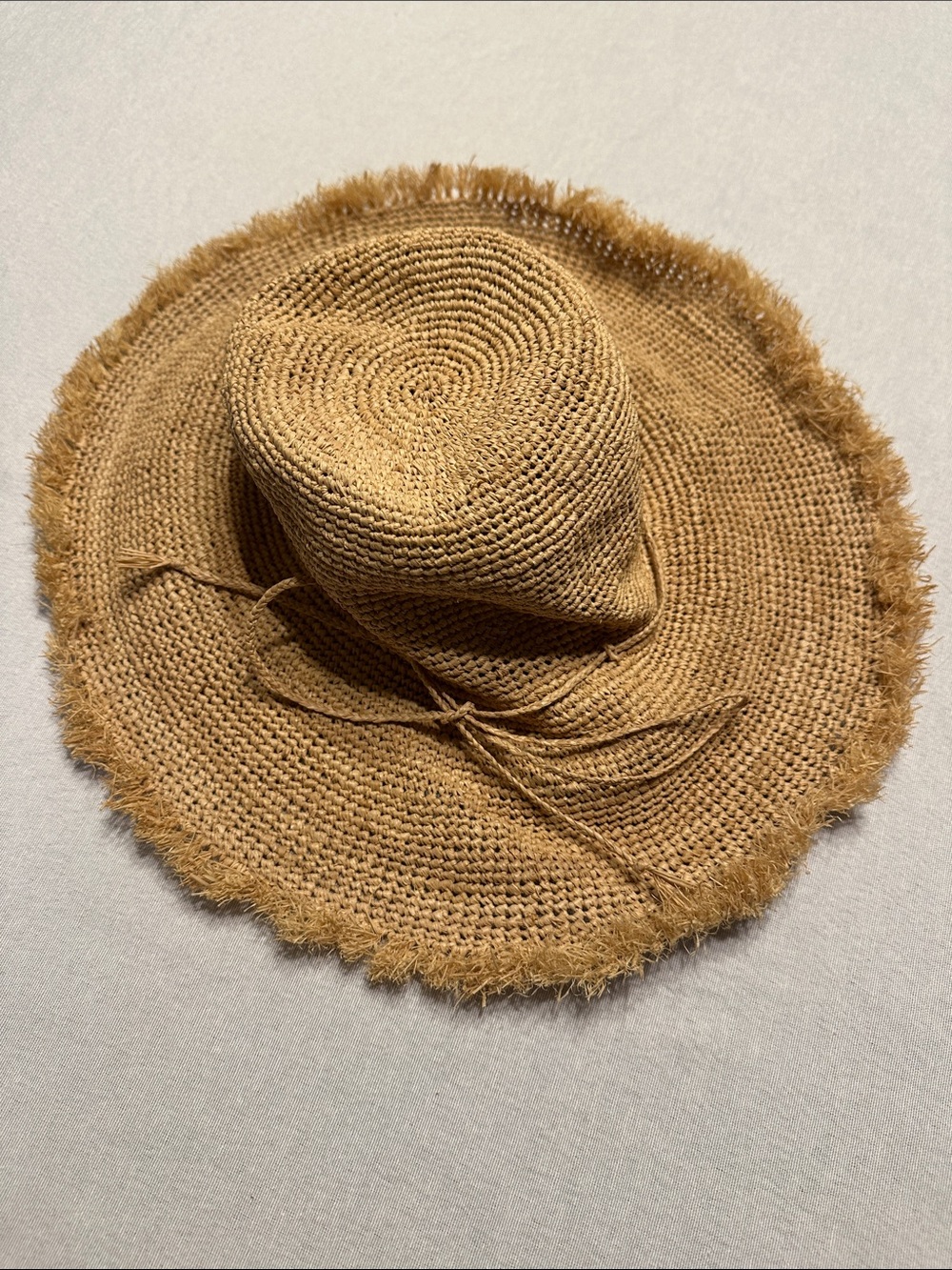 Wide Brim Floppy Handmade Raffia Straw Sun Hat in Natural Brown